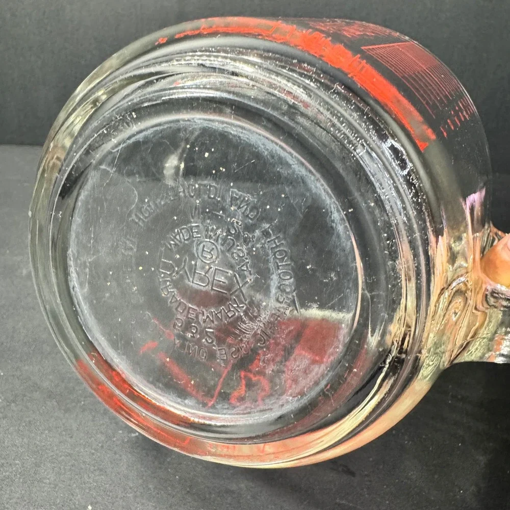 Vintage Pyrex #532 4 Cup 1 Quart Glass Measuring Cup Red Lettering Double Spout